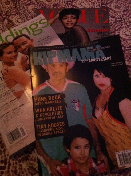 Hip Mama magazine, Issue #54: The Relaunch; Martha Stewart Weddings magazine, Issue 68 Spring 2014; Vogue magazine, Issue 08449 March 2014